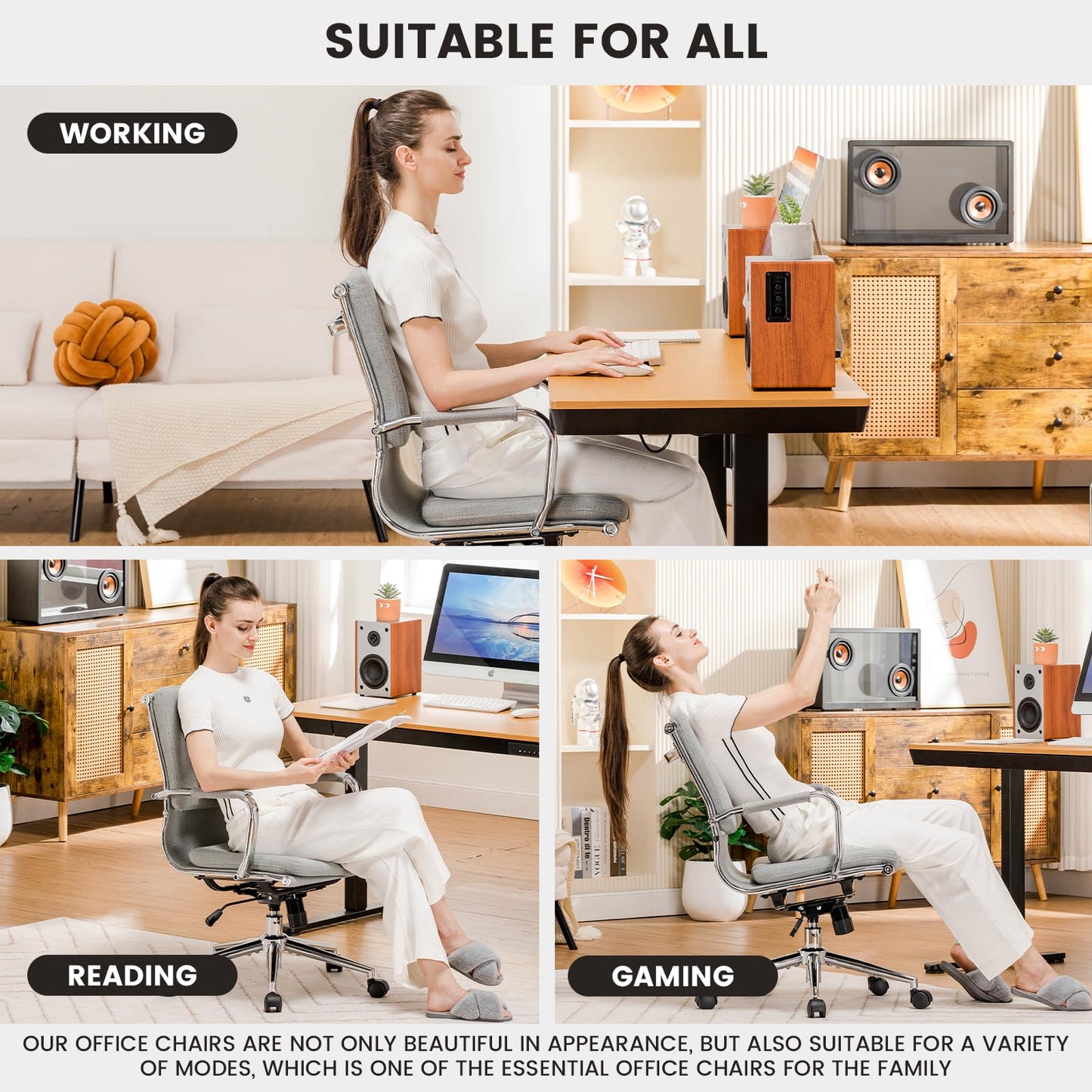 Ergonomiczne krzesło biurowe, z oddychającego materiału, krzesło obrotowe z podłokietnikami, regulacja wysokości, krzesło biurowe z funkcją przechylania