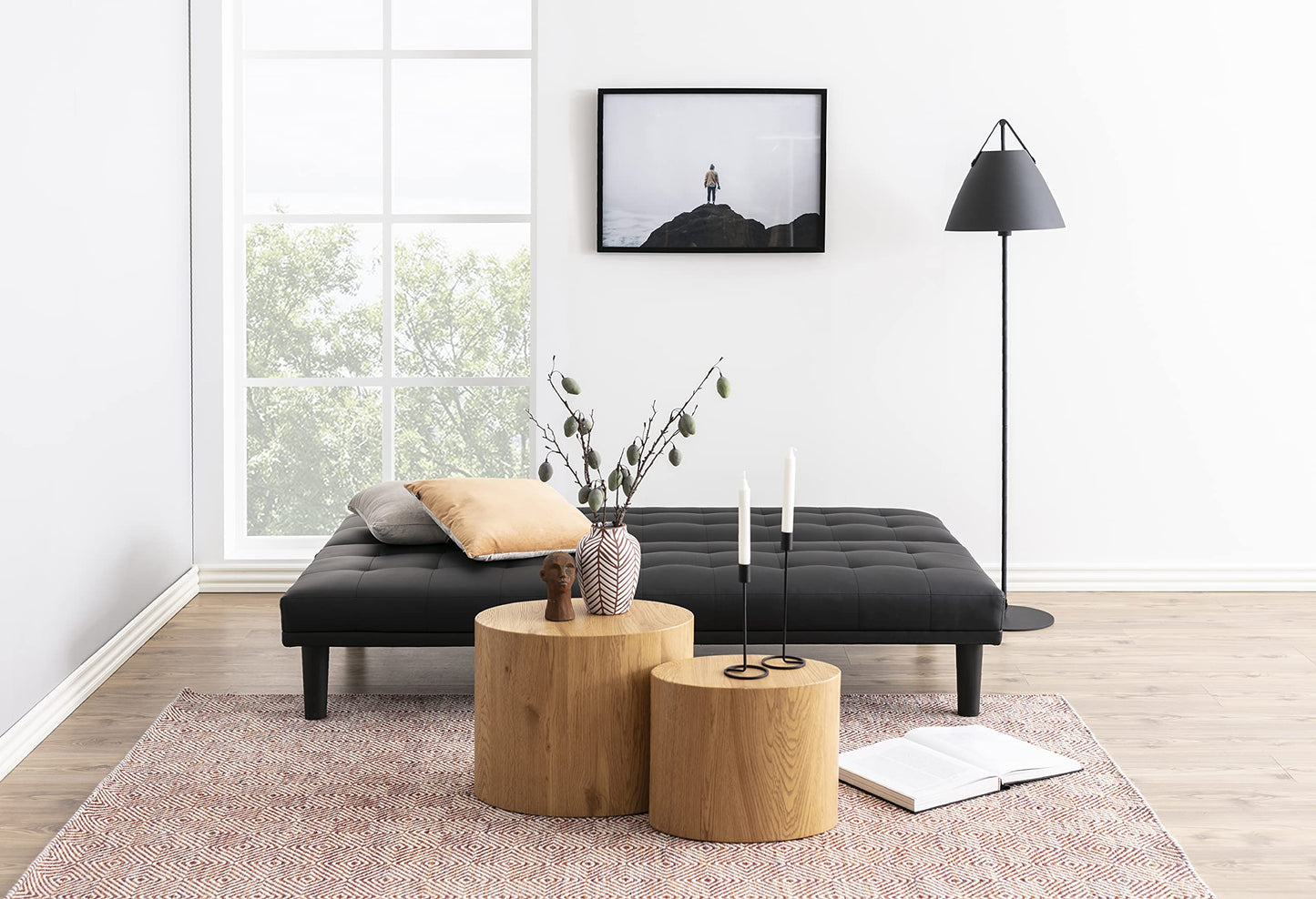 Zestaw stylowych stolików kawowych, dąb, drewno naturalne, 2 sztuki, nowoczesny design - owalne stoliki z drewna