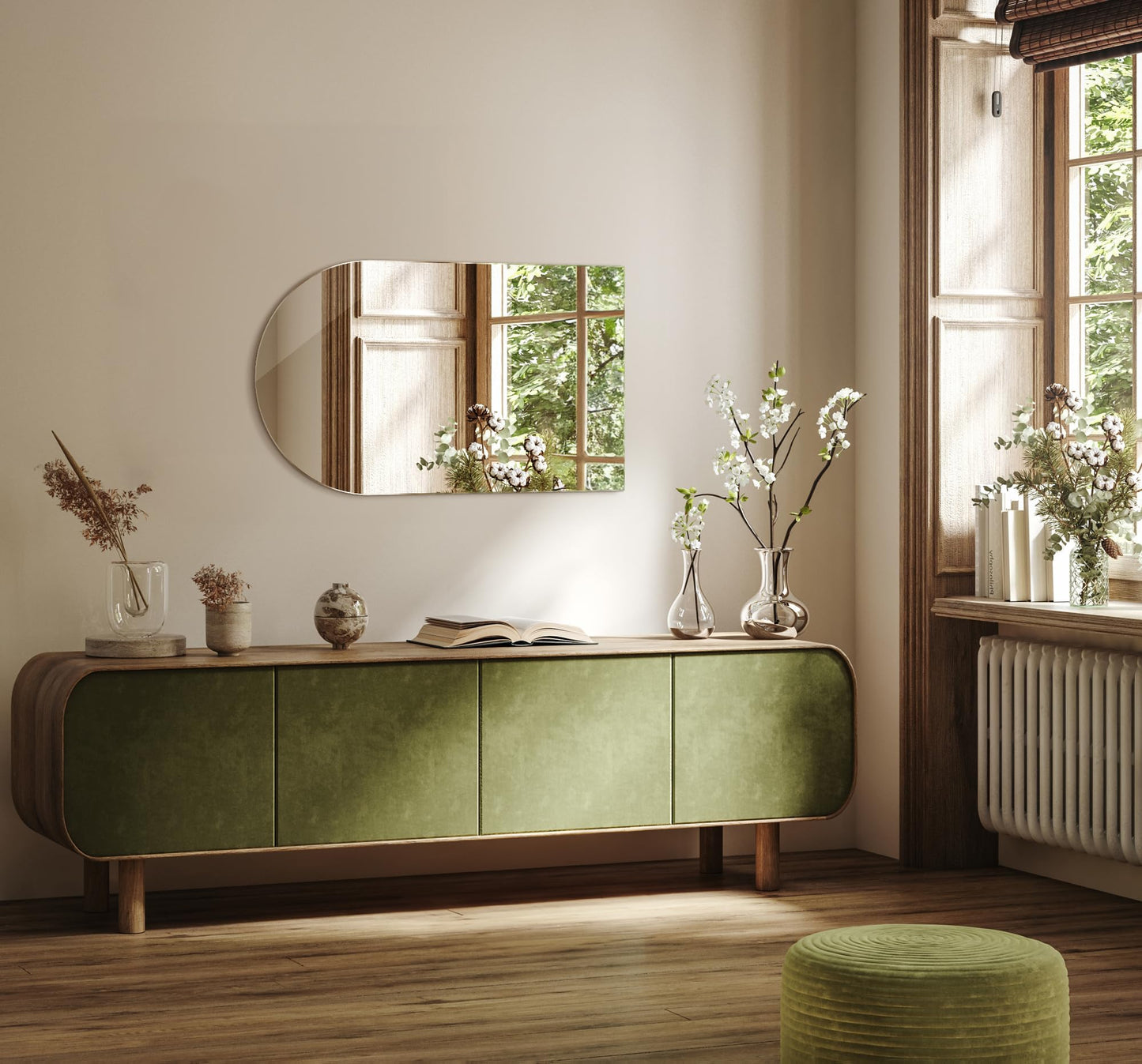 Tulup Lustro Łazienkowe Owalne Ścięte Ścienne Wiszące do Przedpokoju Nowoczesne Wnętrze Loft 80 cm