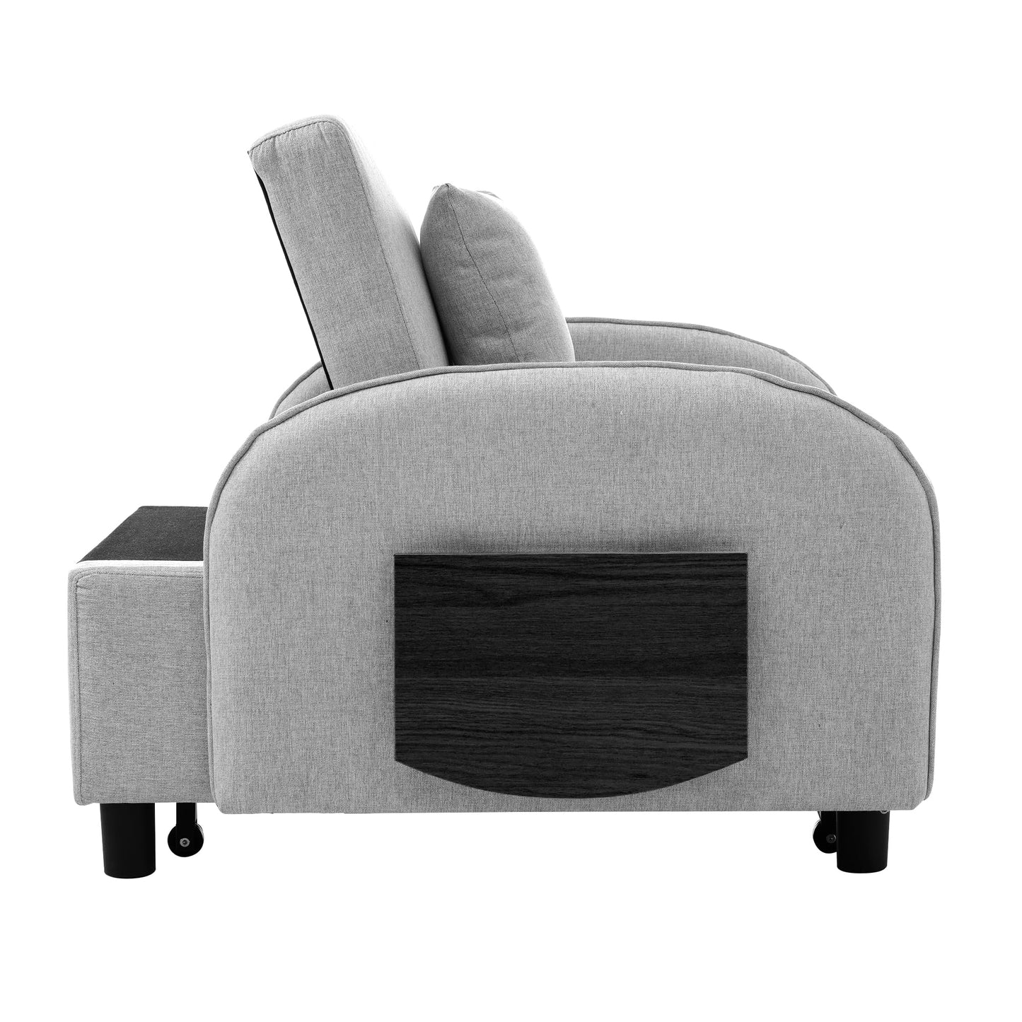 Wielofunkcyjna pojedyncza sofa z funkcją spania 3 w 1, fotel, leżak i łóżko, regulowane oparcie, składane stoliki do herbaty, oszczędność miejsca, idealna do małych pomieszczeń – 123 (73) x 167 x 78