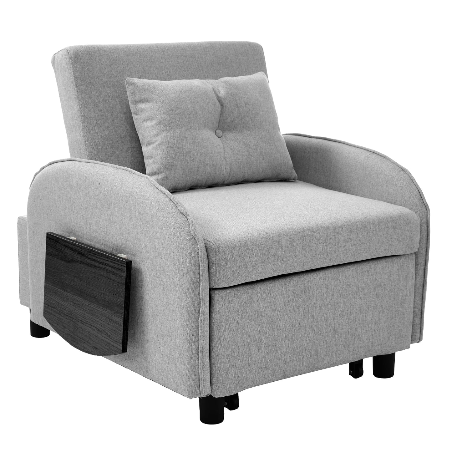 Wielofunkcyjna pojedyncza sofa z funkcją spania 3 w 1, fotel, leżak i łóżko, regulowane oparcie, składane stoliki do herbaty, oszczędność miejsca, idealna do małych pomieszczeń – 123 (73) x 167 x 78