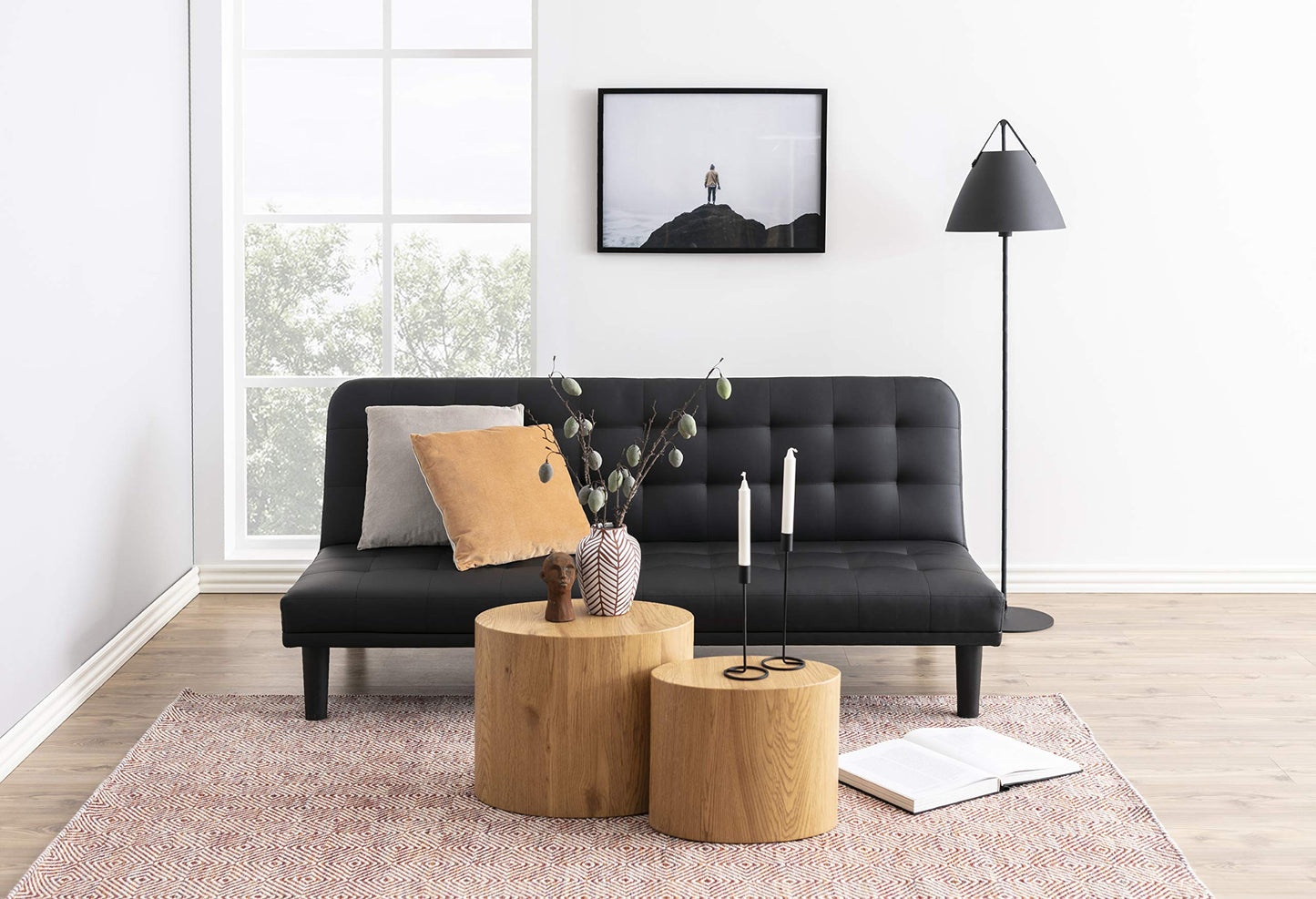 Zestaw stylowych stolików kawowych, dąb, drewno naturalne, 2 sztuki, nowoczesny design - owalne stoliki z drewna