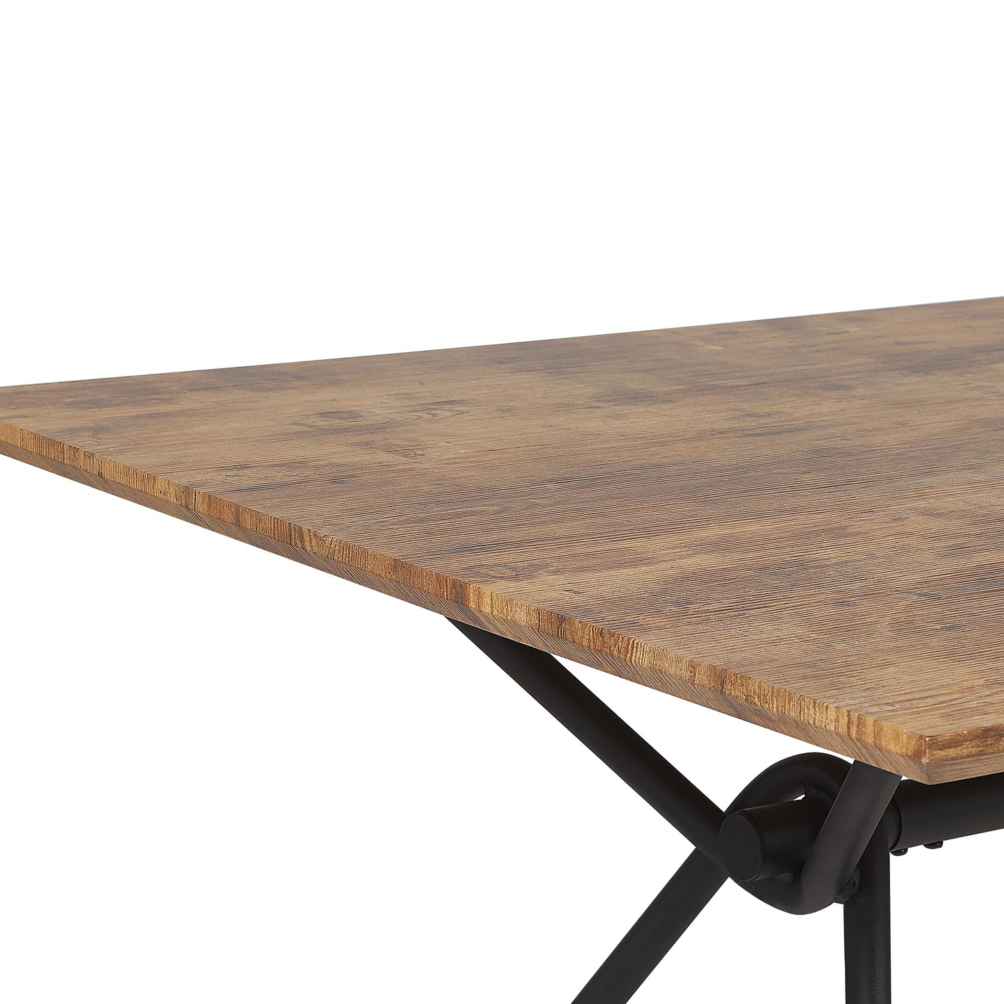 Industrialny Stół Jadalni z Metalu i MDF 160x90 cm – Ciemne Drewno, Czarny Design