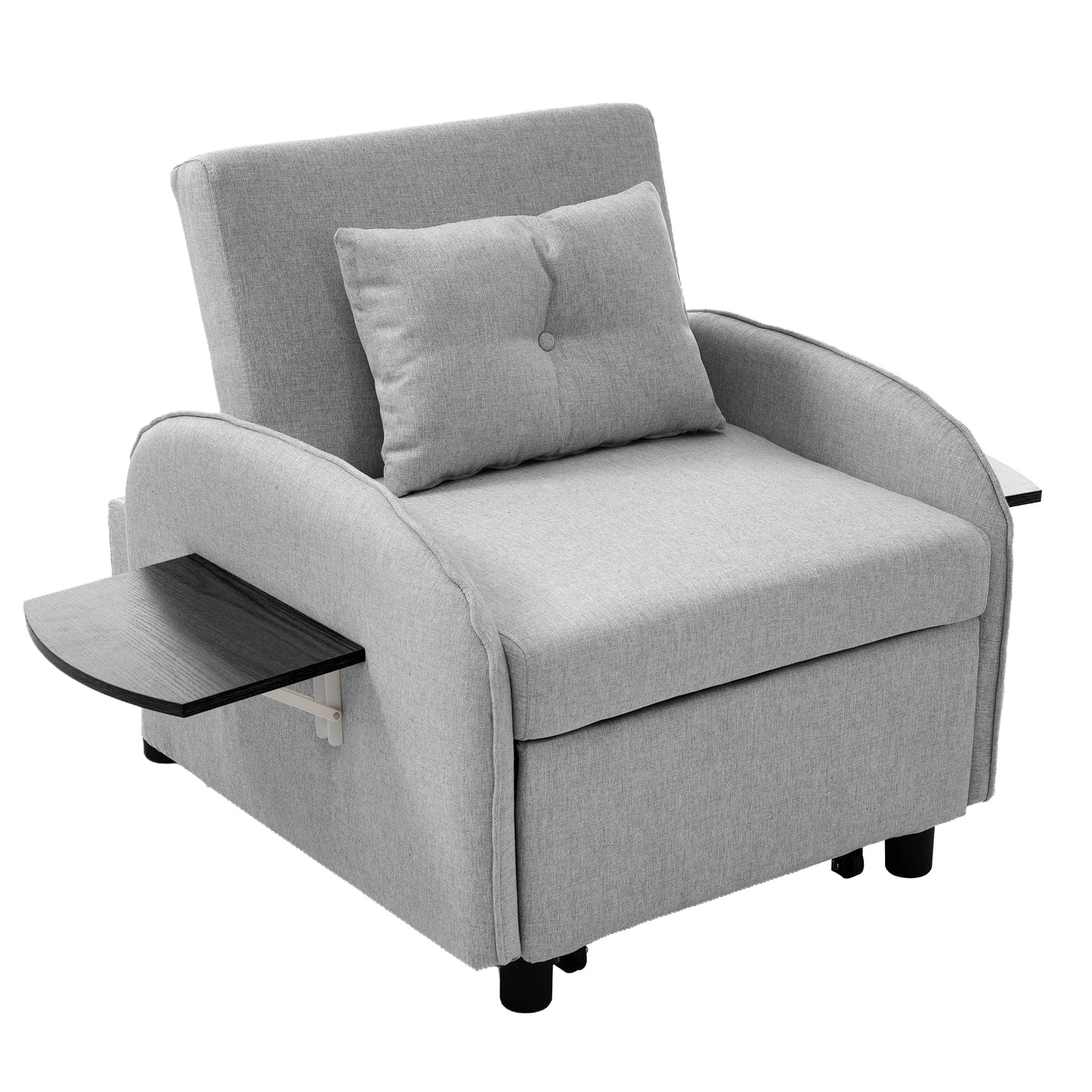 Wielofunkcyjna pojedyncza sofa z funkcją spania 3 w 1, fotel, leżak i łóżko, regulowane oparcie, składane stoliki do herbaty, oszczędność miejsca, idealna do małych pomieszczeń – 123 (73) x 167 x 78