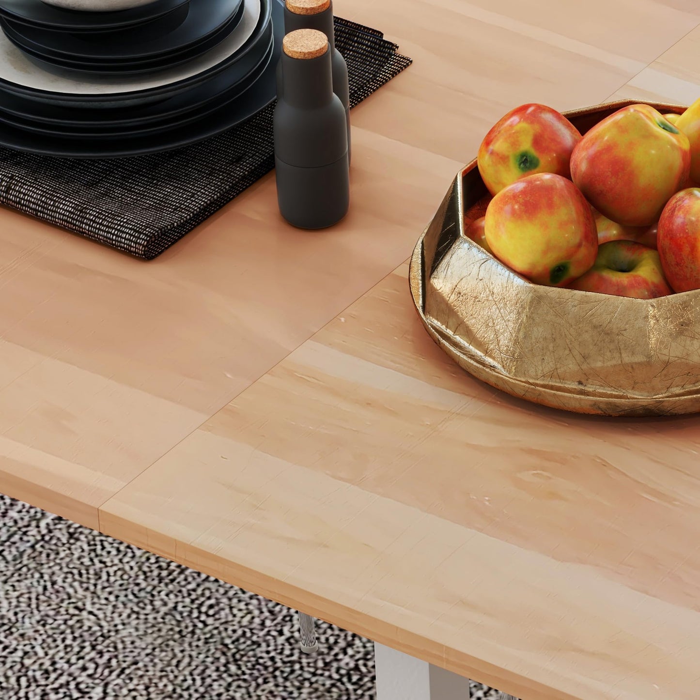 Nowoczesny Rozkładany Stół Jadalny, stół z dużym blatem dla 6 osób, biało-brązowy stół 110cm