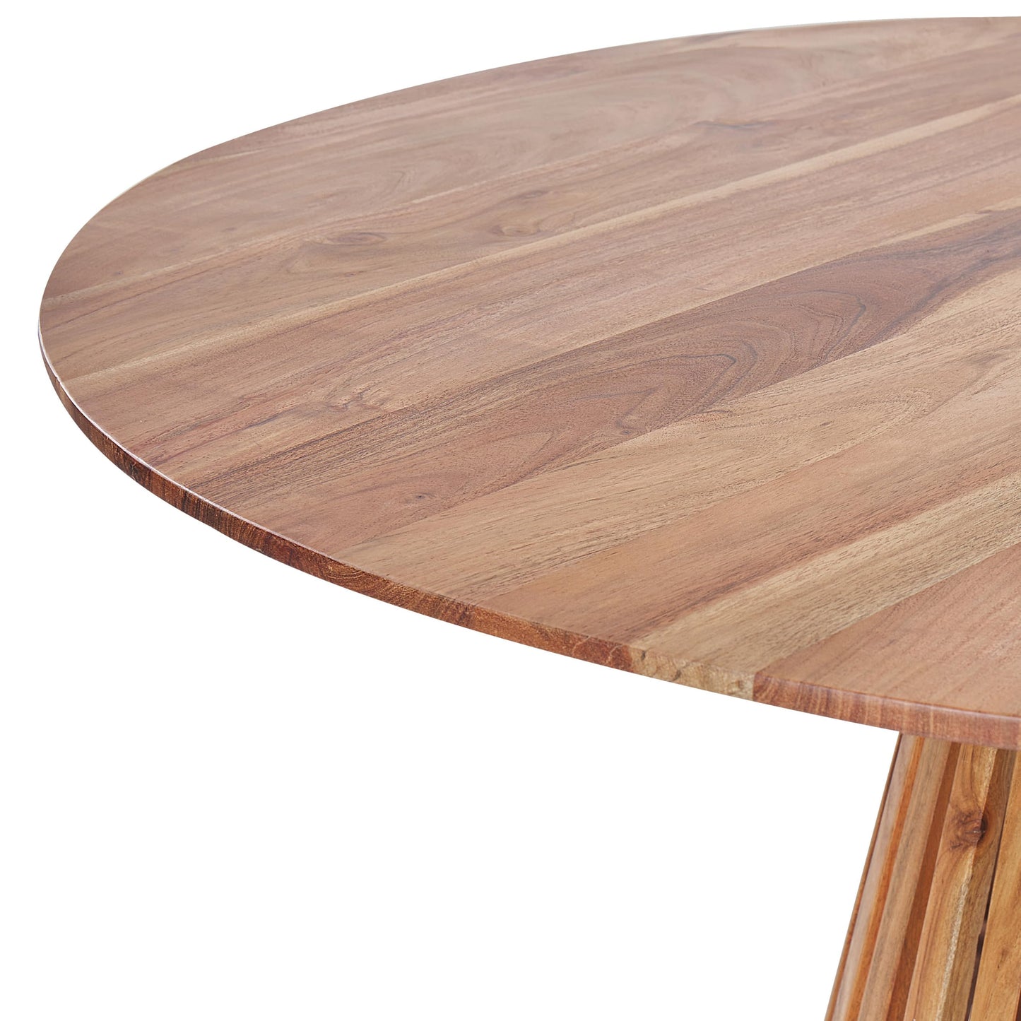 Okrągły stół do jadalni nowoczesny dla 4 osób, 120 cm ciemne drewno akacjowe, nogi z lameli