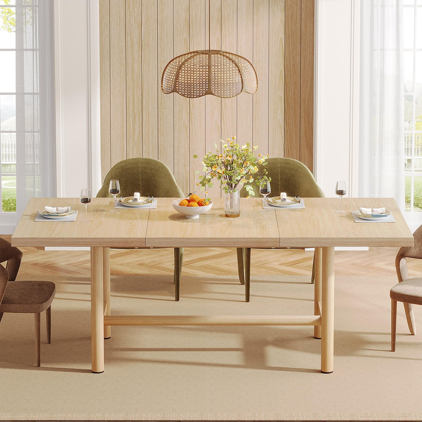 Stół do Jadalni Drewniany 160x80 cm – Prostokątny dla 6 Osób, Nowoczesny Design, Duzy stol do jadalni