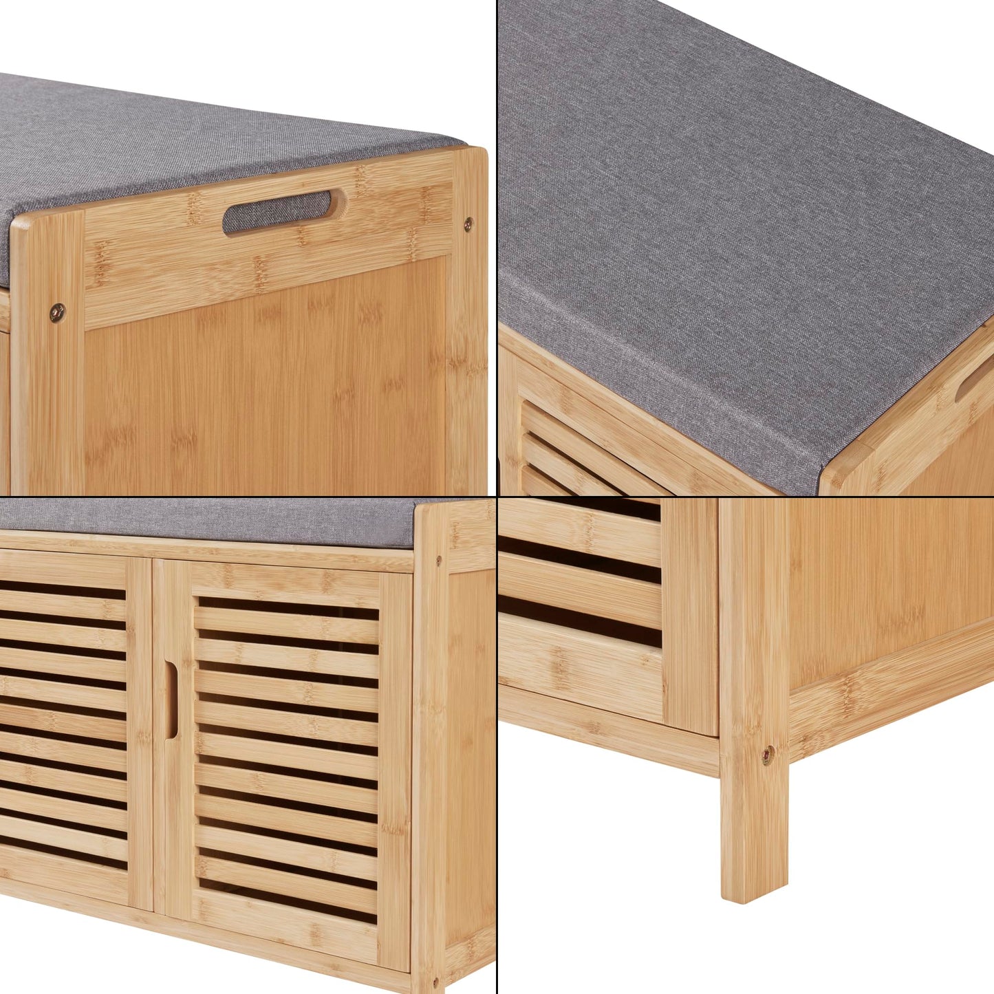 Nowoczesna skrzynia na buty, komoda do siedzenia, ławka garderobiana drewniana, tapicerowane siedzisko, garderoba, korytarz, 50 x 90 x 35 cm