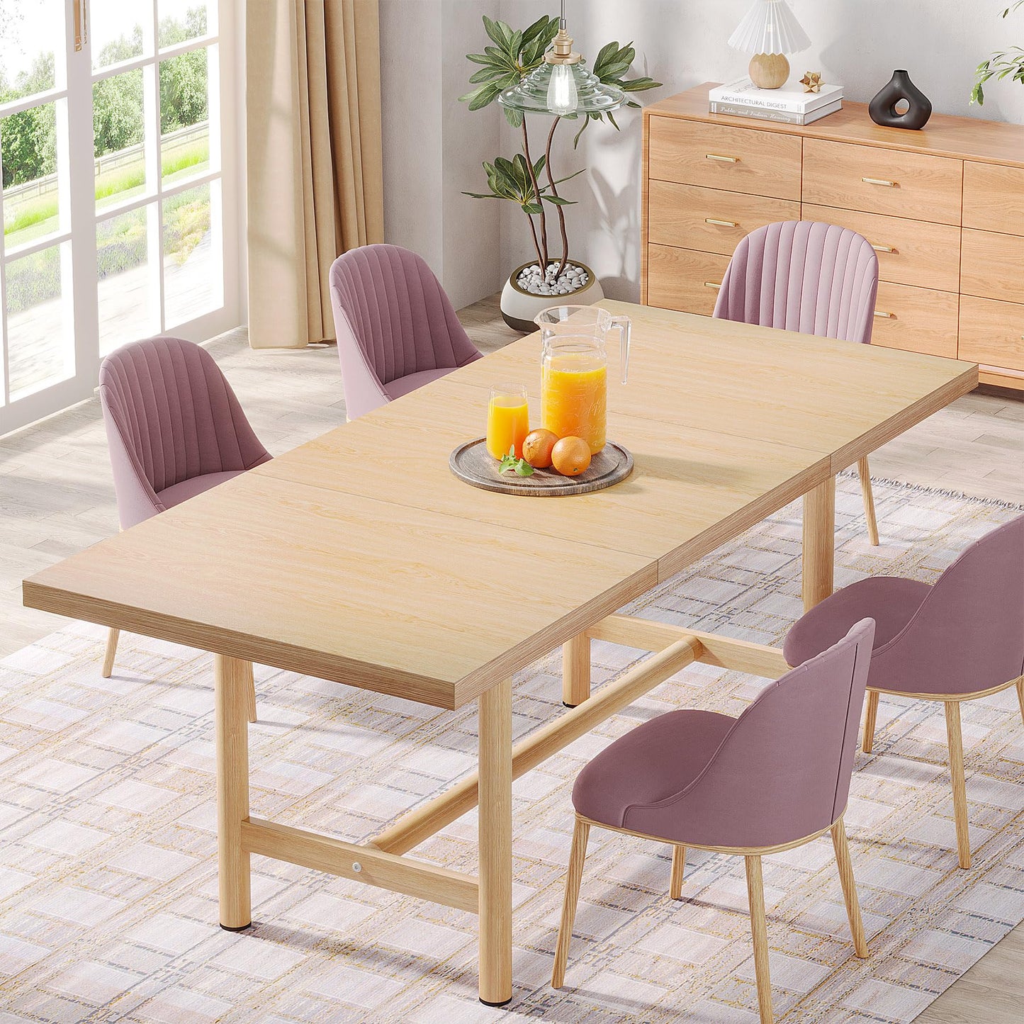 Stół do Jadalni Drewniany 160x80 cm – Prostokątny dla 6 Osób, Nowoczesny Design, Duzy stol do jadalni