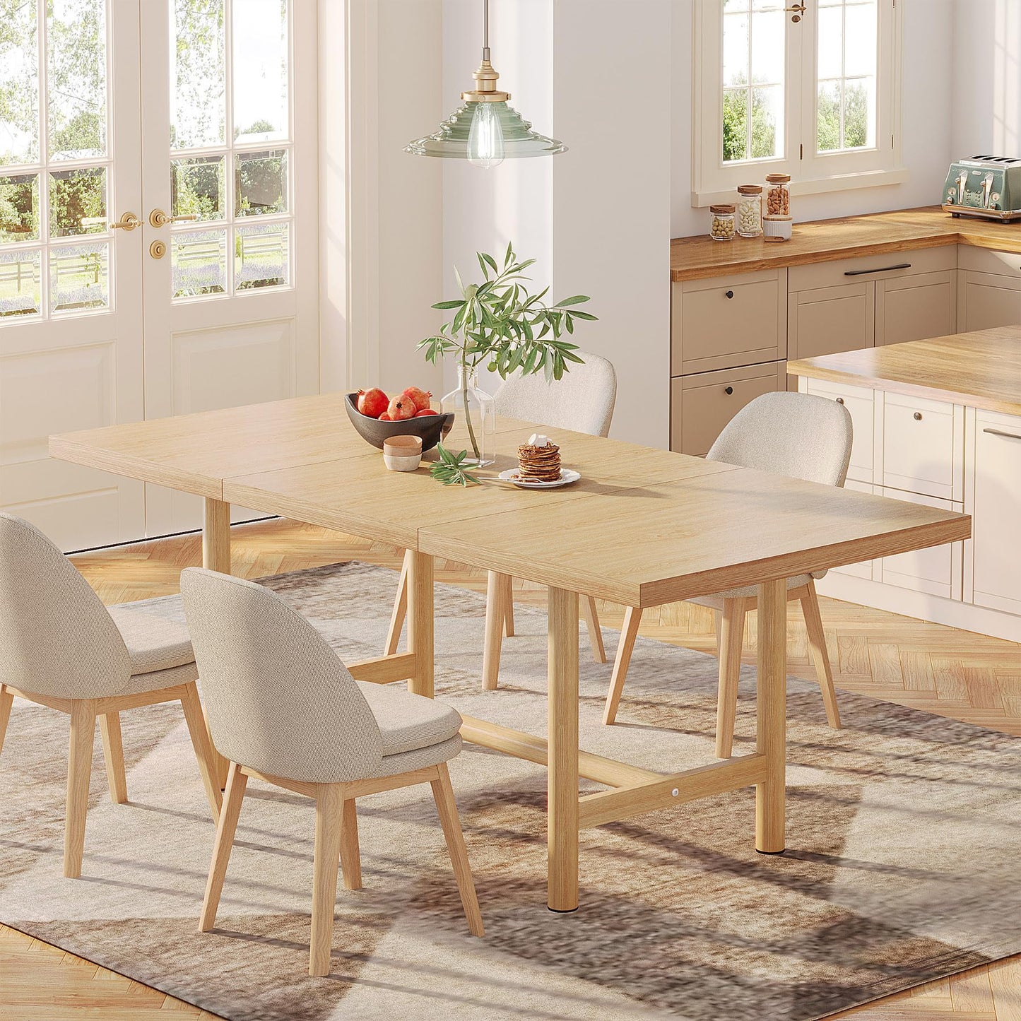 Stół do Jadalni Drewniany 160x80 cm – Prostokątny dla 6 Osób, Nowoczesny Design, Duzy stol do jadalni