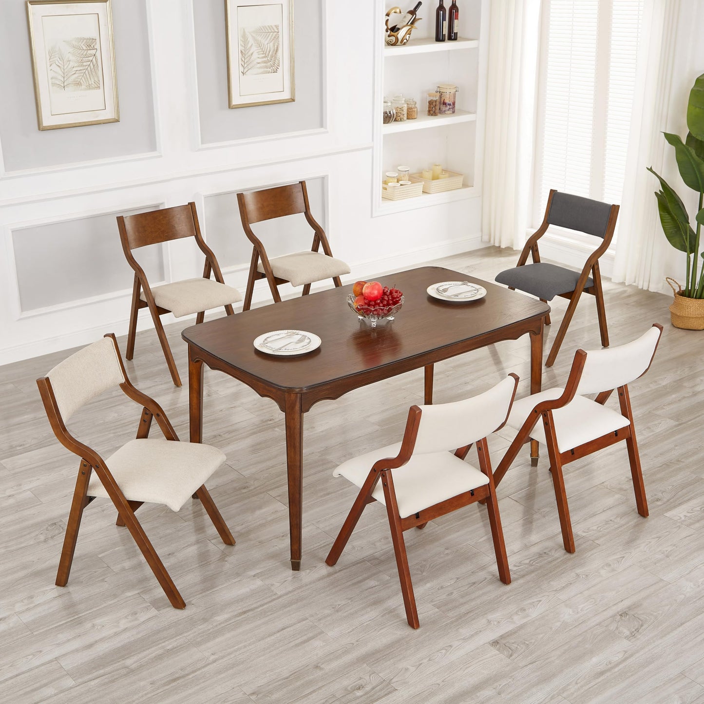 Krzesła do Jadalni Składane, Tapicerowane Taupe, Wys. Siedziska 45 cm - Wielofunkcyjne Krzesła Modern Design