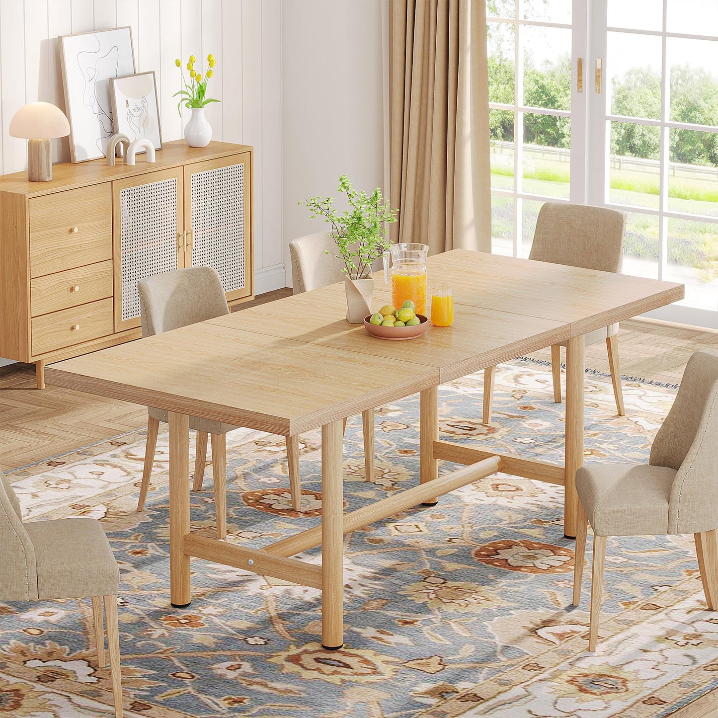 Stół do Jadalni Drewniany 160x80 cm – Prostokątny dla 6 Osób, Nowoczesny Design, Duzy stol do jadalni