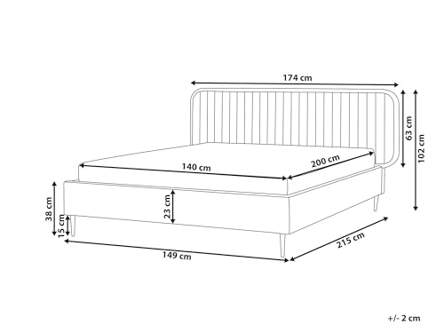 Beżowe łóżko welurowe tapicerowane z wezgłowiem 140 x 200 cm, metalowe nóżki, beżowoszare łóżko tapicerowane 140cm