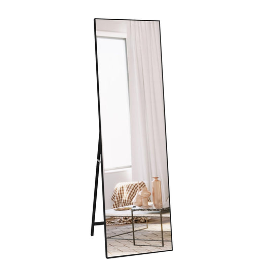 Vasemouh Lustro na całe ciało 140 x 41 cm z czarną ramą i ochroną przed odpryskami, duże lustro ścienne lub stojące, do sypialni, łazienki, salonu lub garderoby
