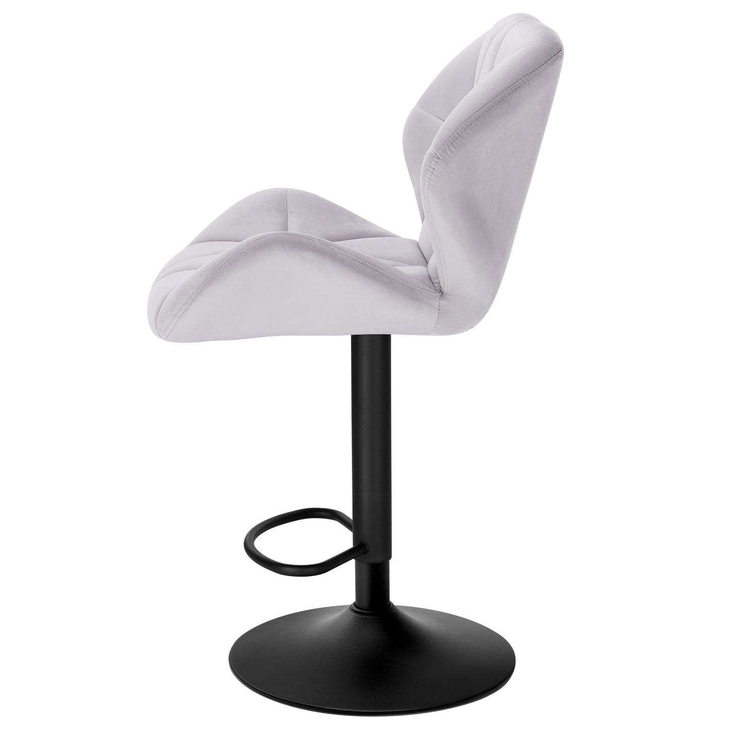 Hoker barowy szary Tapicerowany - Designerski stołek obrotowy, regulacja wysokości 60-82 cm, tapicerka aksamitna