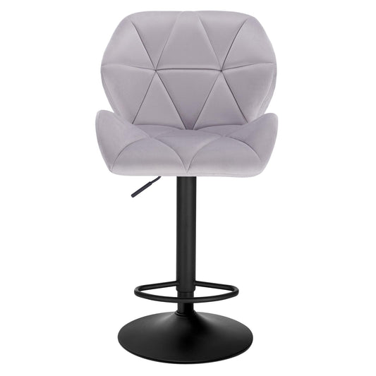 Hoker barowy szary Tapicerowany - Designerski stołek obrotowy, regulacja wysokości 60-82 cm, tapicerka aksamitna
