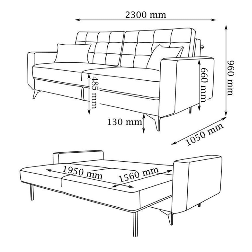 Niebieska sofa narożna z funkcją spania, skrzynią na pościel, rozkładana kanapa do salonu