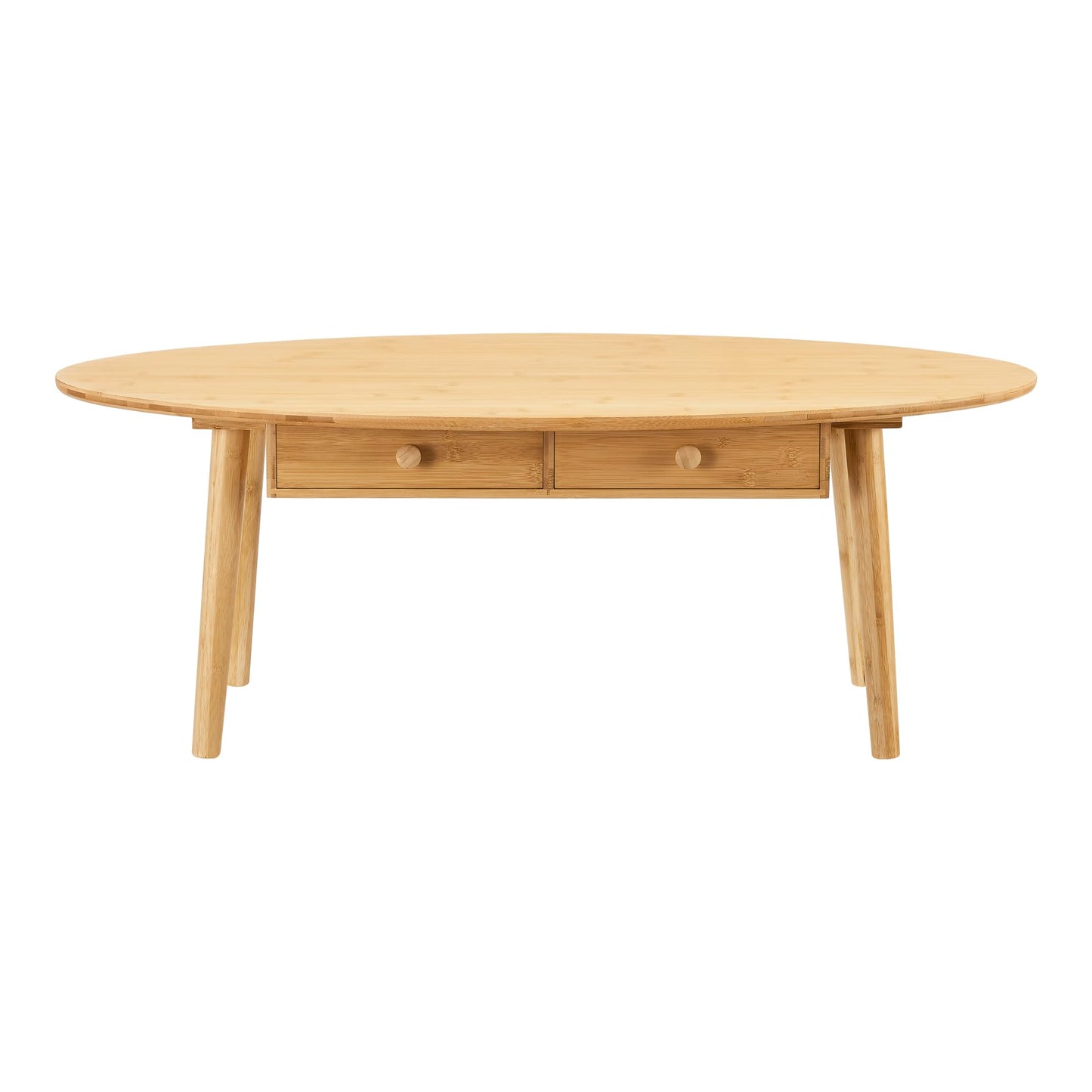 Stolik kawowy owalny z szufladami 100x48 - owalny stolik z 2 szufladami w naturalnym kolorze 100cm