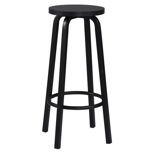 Zestaw 2 stołków barowych z okrągłym siedziskiem – krzesła barowe z płyty MDF i metalu, czarne, 30x71 cm