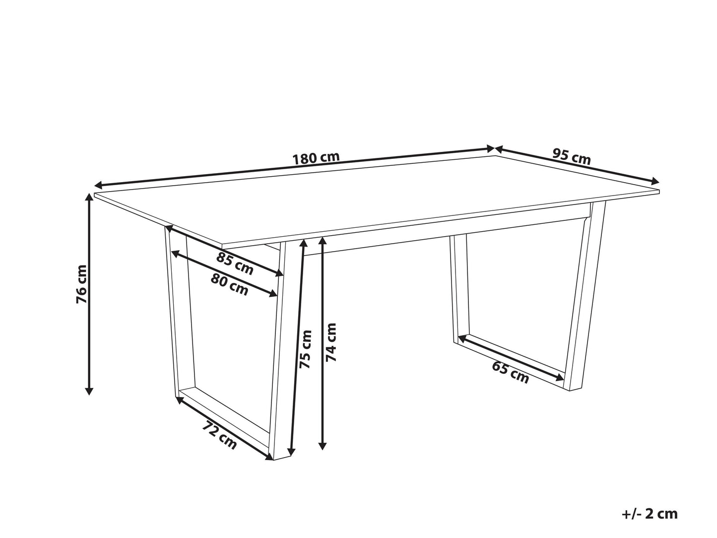 Nowoczesny Stół do Jadalni Prostokątny 180x95 cm – podstawa panele, Jesionowy Fornir, Jasne Drewno