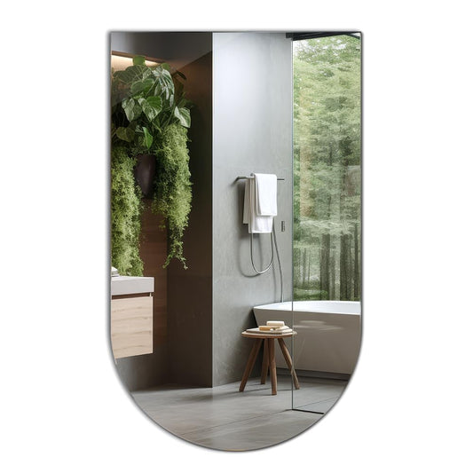 Tulup Lustro Łazienkowe Owalne Ścięte Ścienne Wiszące do Przedpokoju Nowoczesne Wnętrze Loft 80 cm