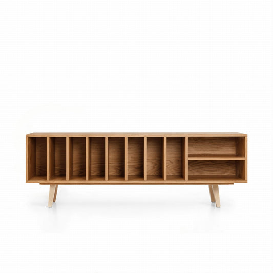 Szafka RTV "SILENE", Fornir dębowy, na winyle i gramofon, kredens skandynawski, 150 x 56 x 43 cm
