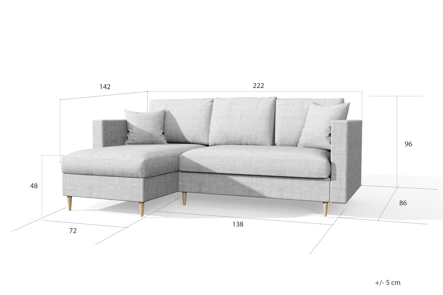 Sofa narożna z funkcją spania  – kanapa – możliwość montażu z lewej lub prawej strony (czarna)