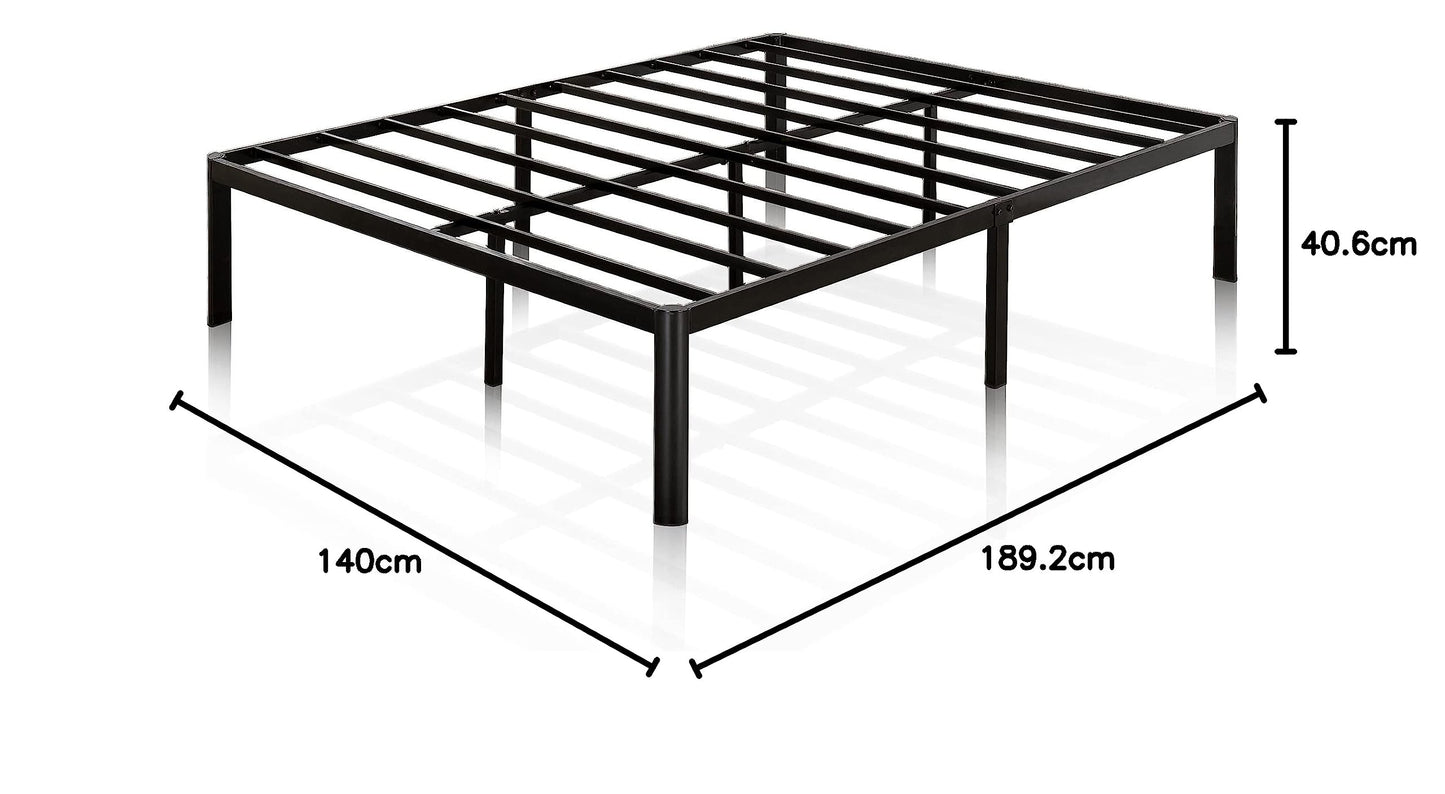 Metalowa rama łóżka 140x190 czarna - rama łóżka z wysoką przestrzenią do przechowywania - platforma