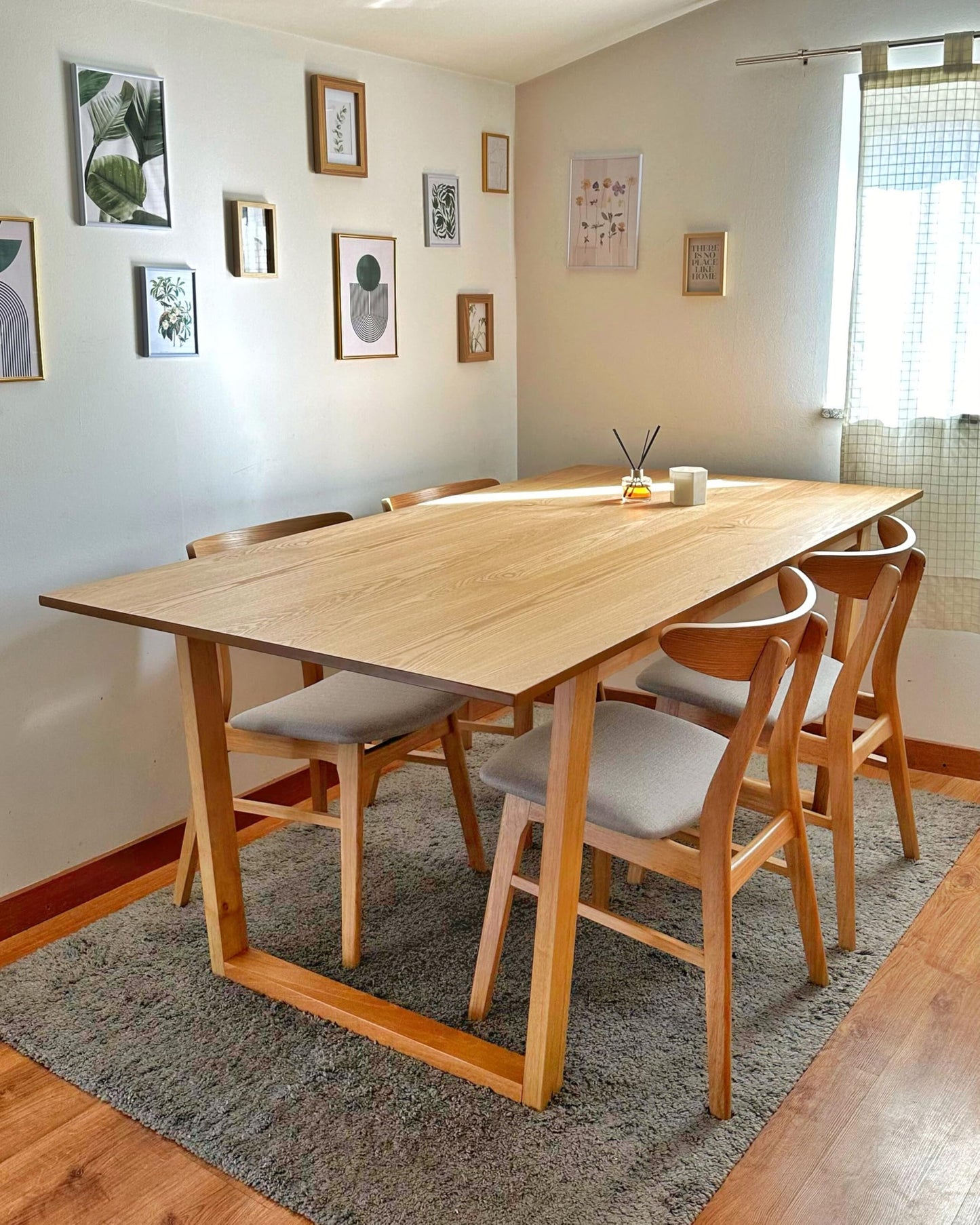 Nowoczesny Stół do Jadalni Prostokątny 180x95 cm – podstawa panele, Jesionowy Fornir, Jasne Drewno